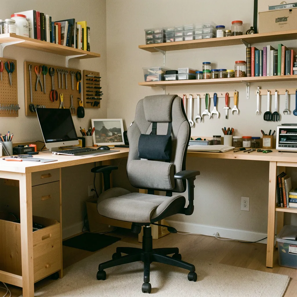 Ergonomic workspace with adjustable furniture