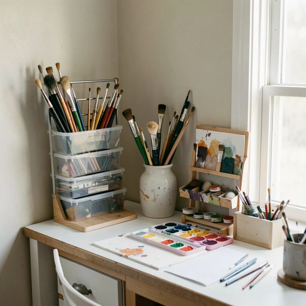 Organized craft room with clear work zones